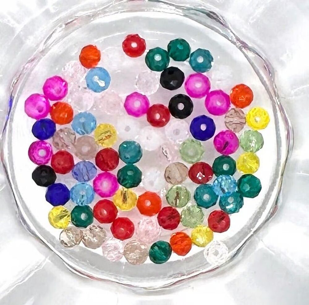70pcs Beads for Jewelry #21525 Crystal Faceted Rondelle Bead - Picture 3 of 3